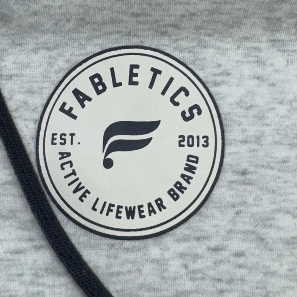 Fabletics Light Grey Heathered Full Zip Hoodie Sweatshirt Jogger Pants Womens L - Picture 14 of 16